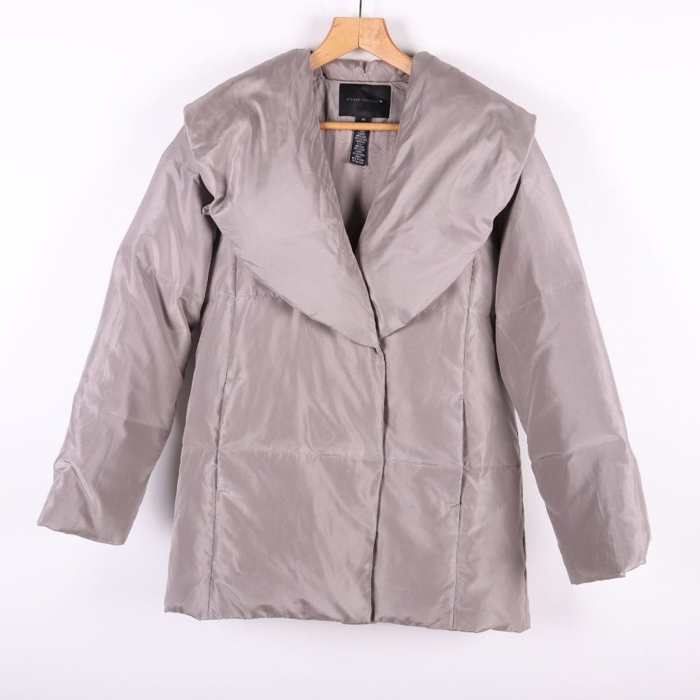 CLUB MONACO 100% Silk Down Silver Puffer